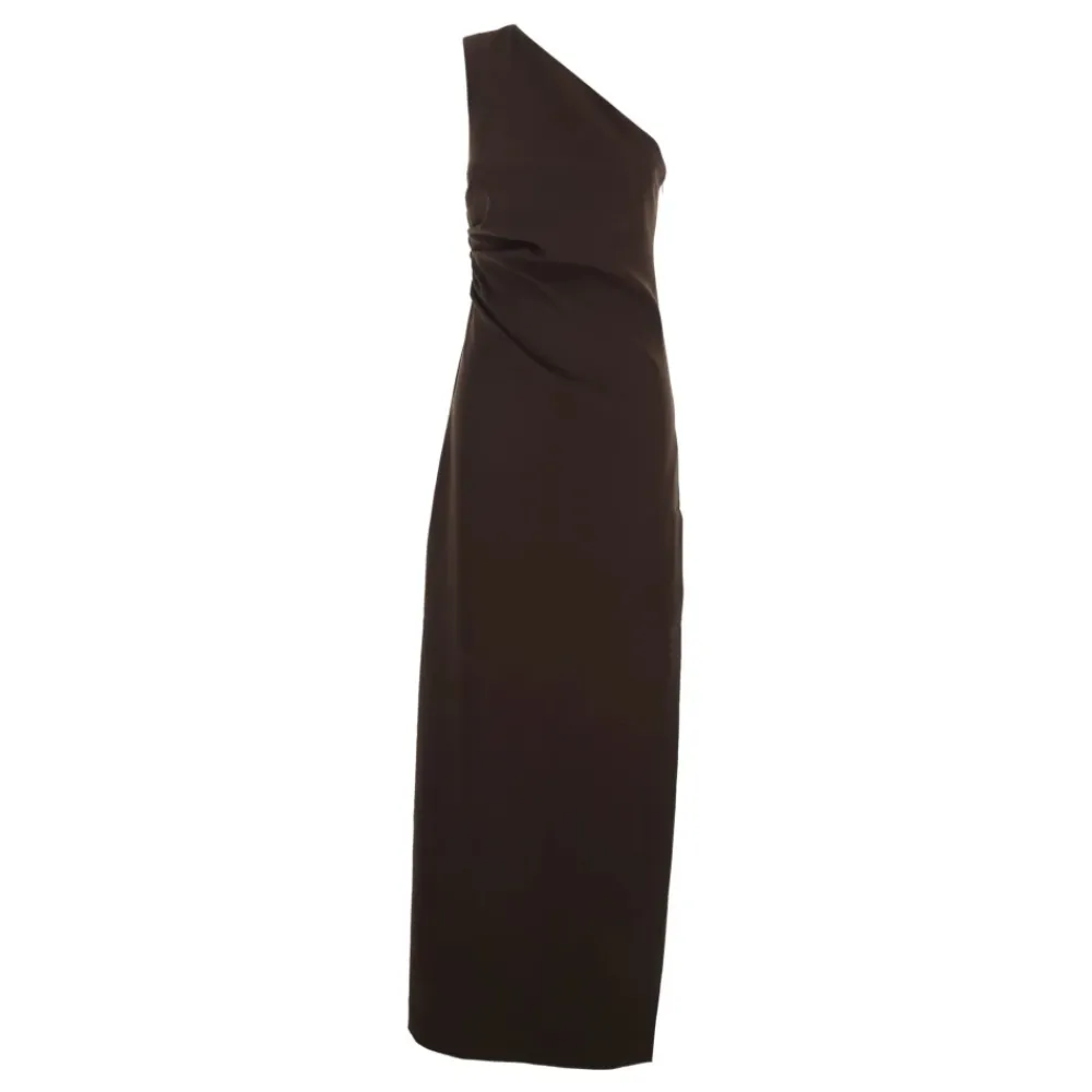 Kjoler<P.A.R.O.S.H. Crepe Stretch One-Shoulder Ruched Dress Brun