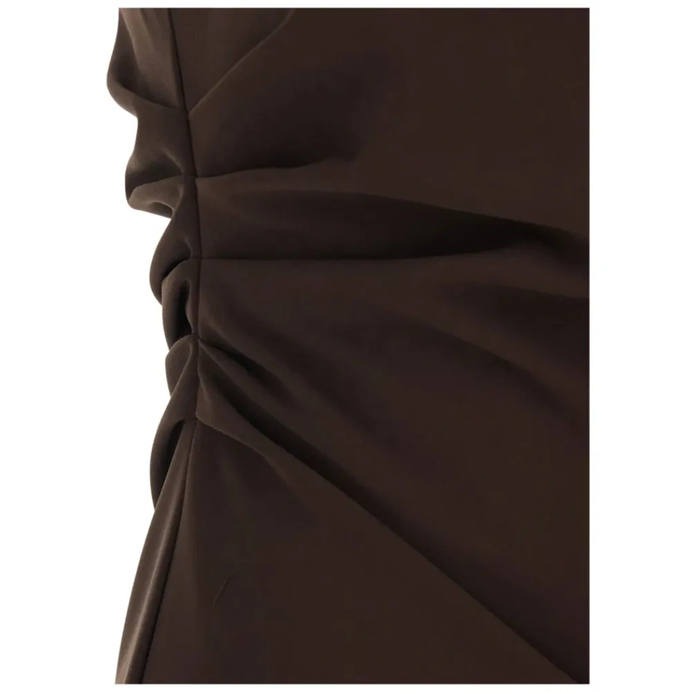 Kjoler<P.A.R.O.S.H. Crepe Stretch One-Shoulder Ruched Dress Brun