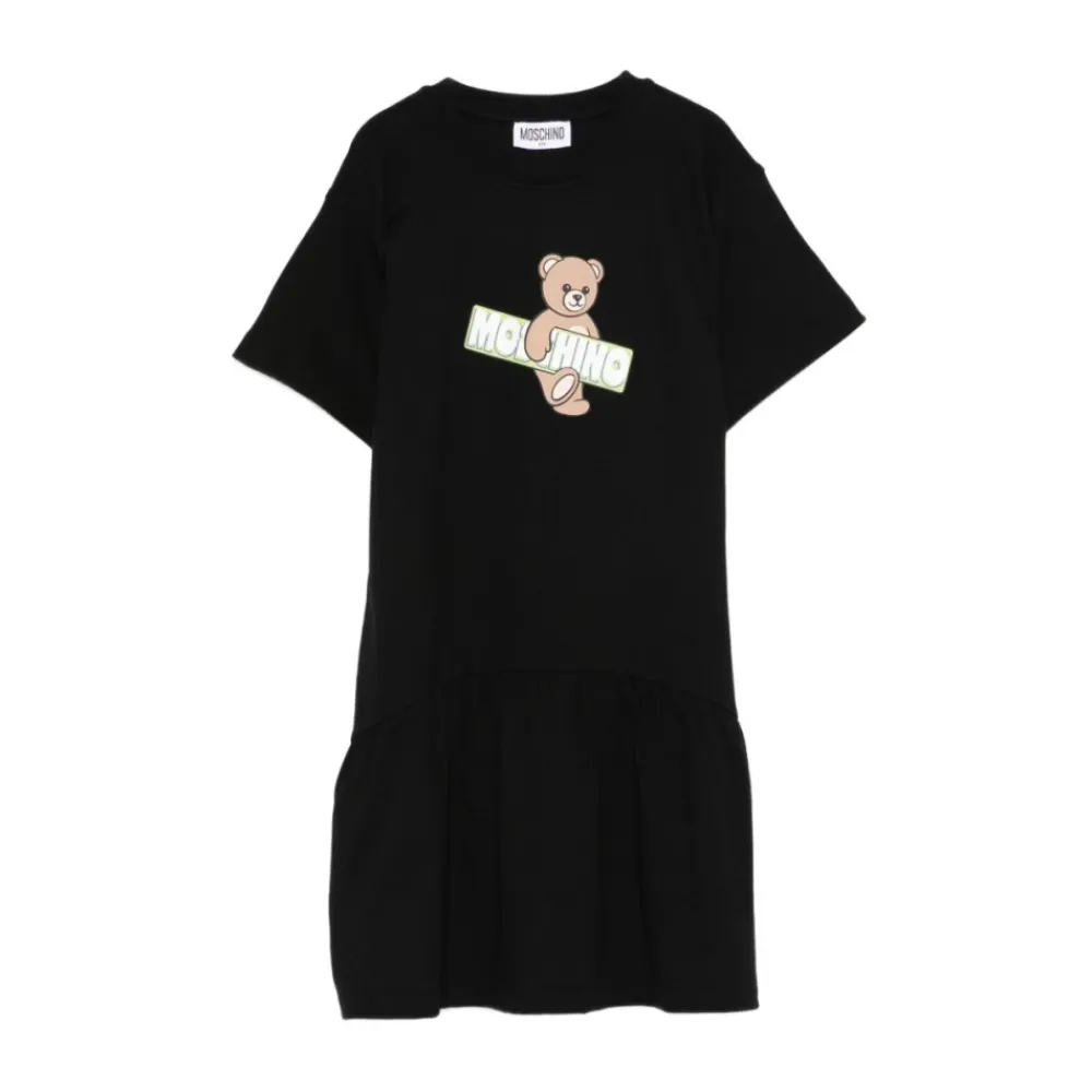 Jumpsuits^Moschino Crew Neck Half-Sleeve Kjole med Print Sort