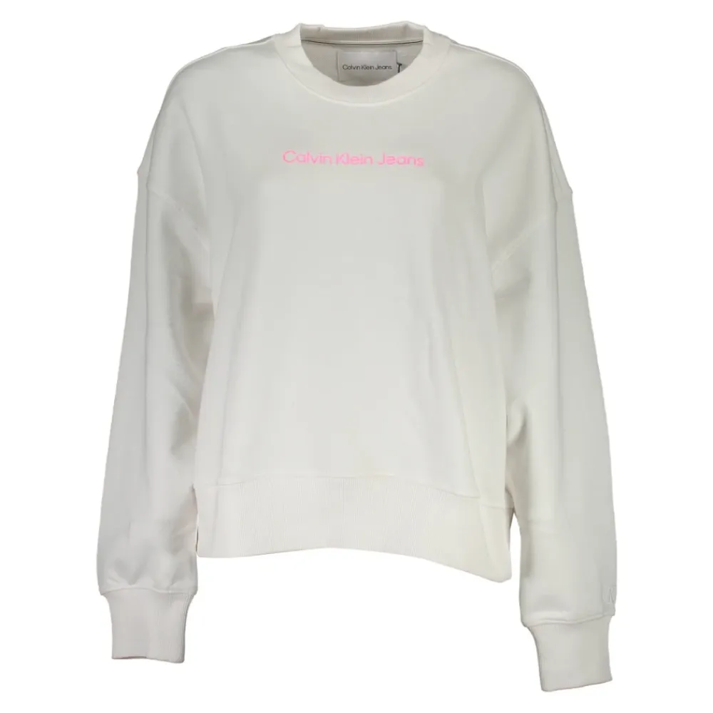 Sweatshirts^Calvin Klein Crew Neck Logo Sweatshirt Hvid