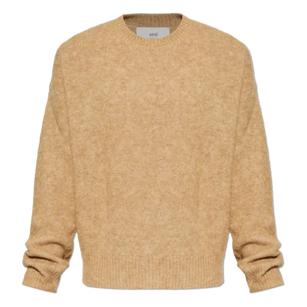 Strik<Ami Paris Crew Neck Sweater Beige