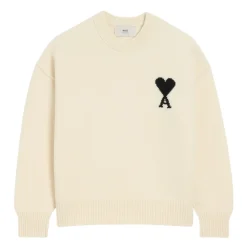 Strik<Ami Paris Crewneck Sweater Beige