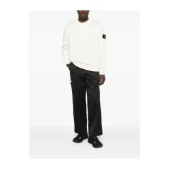 Trøjer|Sweatshirts<Stone Island Crewneck Sweatshirt Hvid
