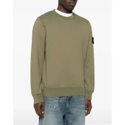 Trøjer|Sweatshirts^Stone Island Crewneck Sweatshirt med Kompas Logo Grøn