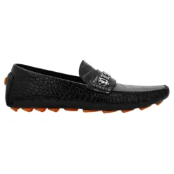 Loafers<Philipp Plein Croco Printed Leather Loafers Sort