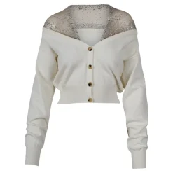 Striktrøjer & Sweatere<Giuseppe Di Morabito Cropped Cardigan Hvid