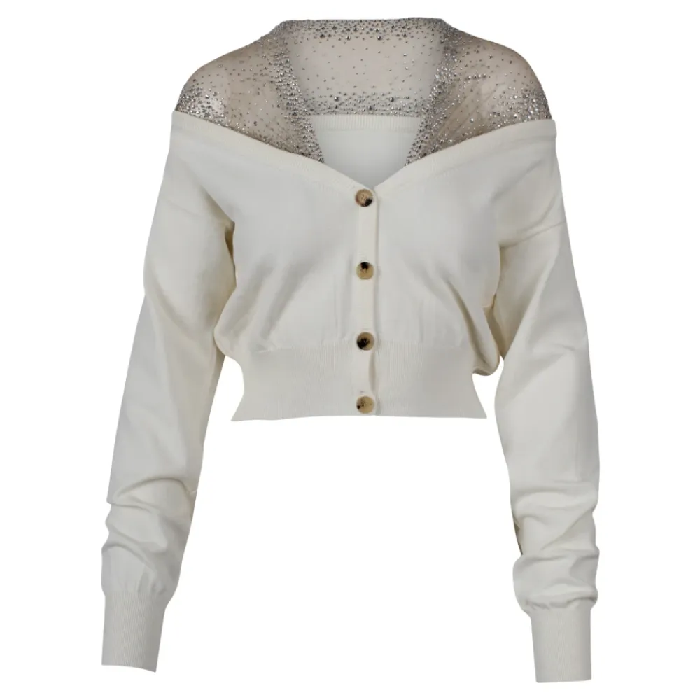 Striktrøjer & Sweatere<Giuseppe Di Morabito Cropped Cardigan Hvid