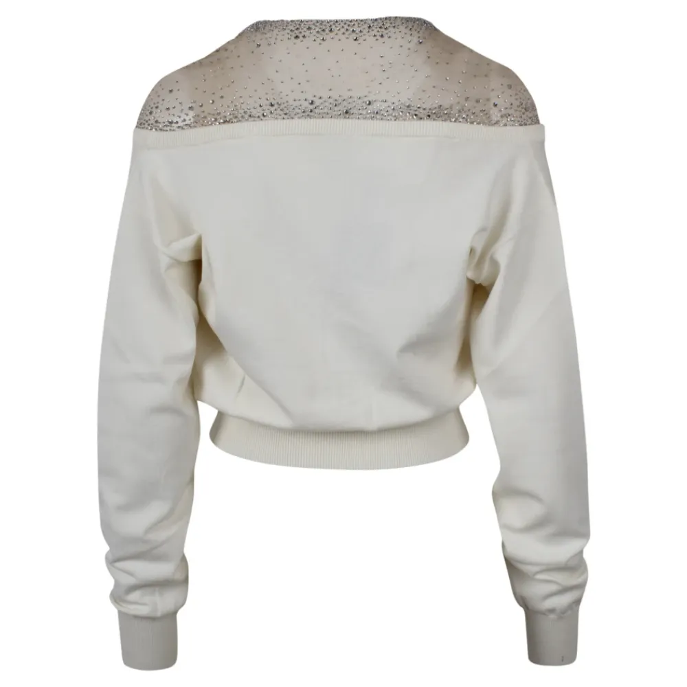 Striktrøjer & Sweatere<Giuseppe Di Morabito Cropped Cardigan Hvid