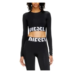 T-Shirts & Toppe|Træningstrøjer<Diesel Cropped Langærmet Top Sort