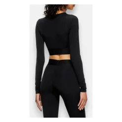 T-Shirts & Toppe|Træningstrøjer<Diesel Cropped Langærmet Top Sort