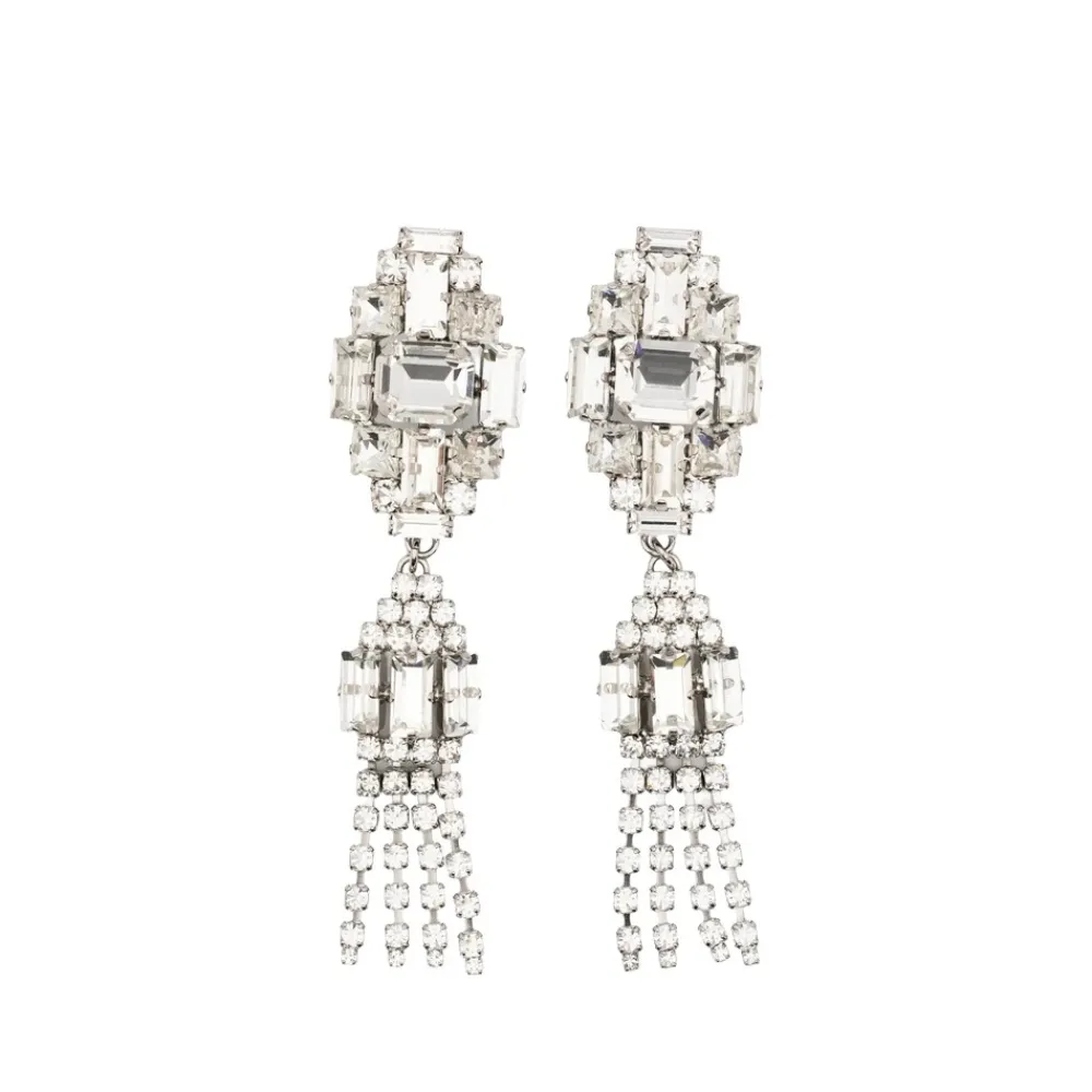 Smykker^Alessandra Rich Crystal Fringe Earrings Hvid