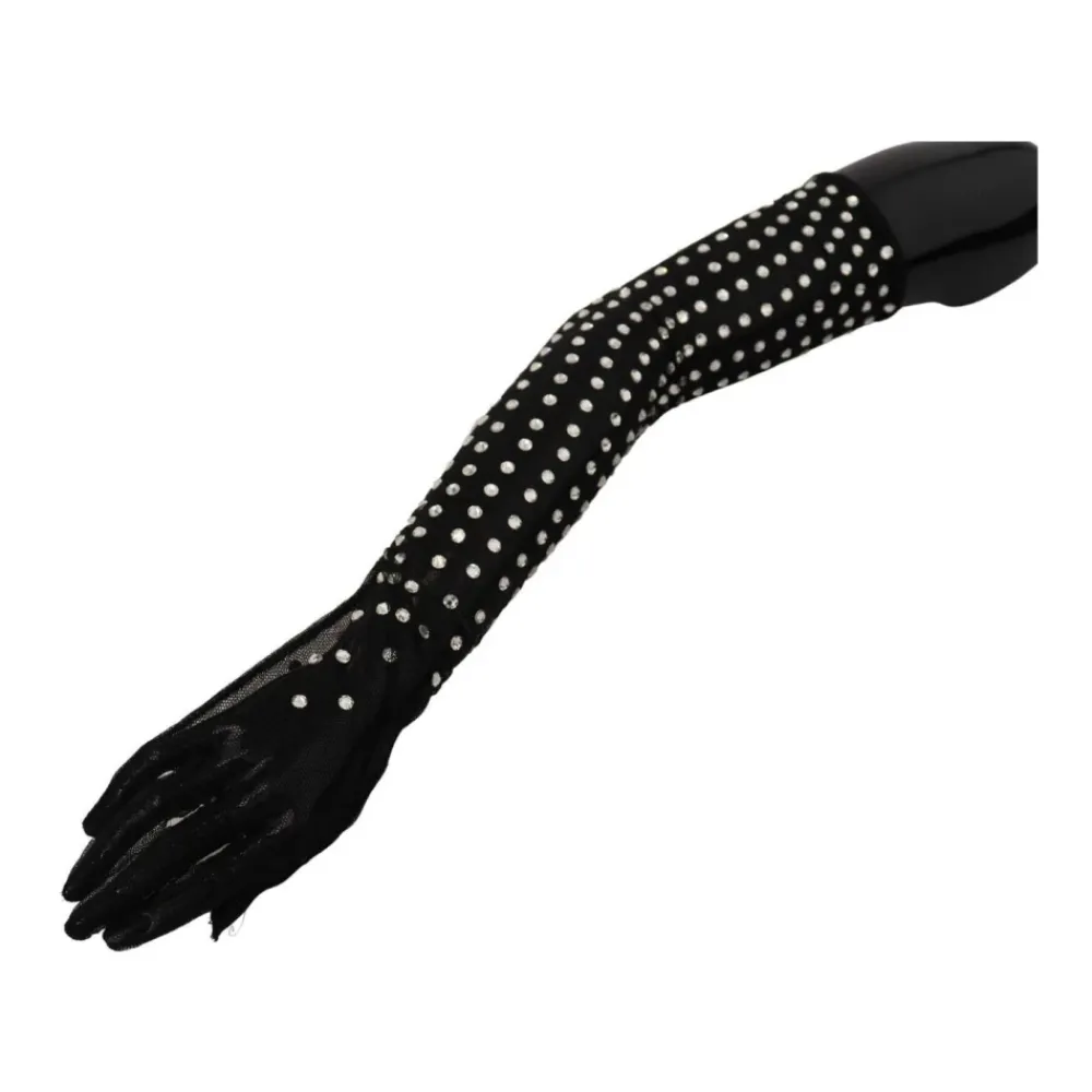 Handsker^Dolce & Gabbana Crystal-Embellished Mesh Gloves Sort
