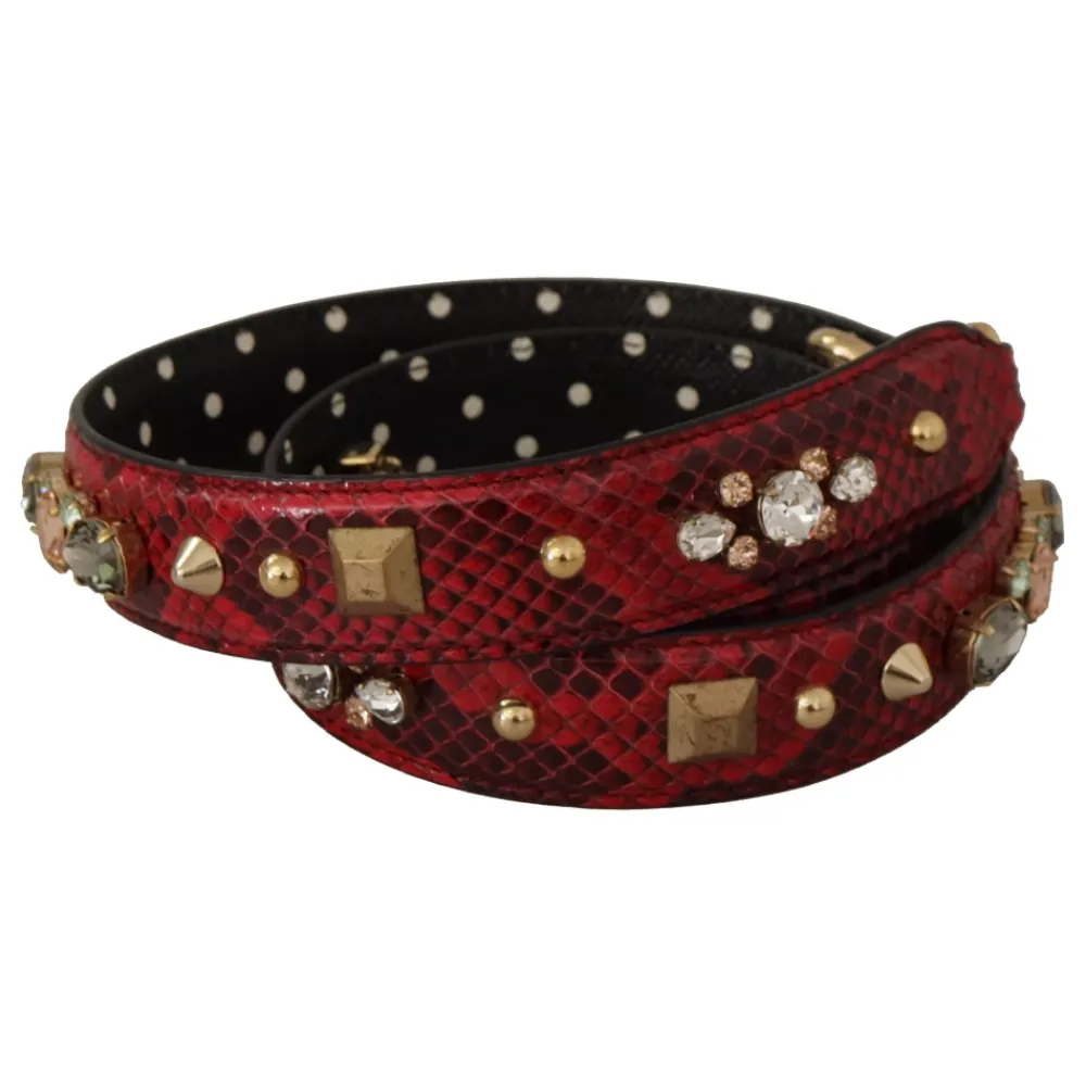 Tilbehør Til Tasker^Dolce & Gabbana Crystals Vendbar Skulderrem Rød