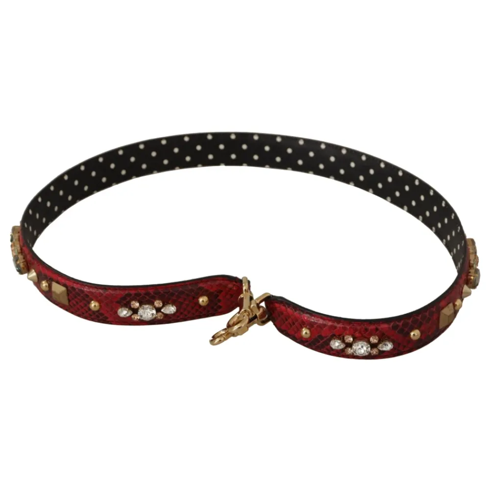 Tilbehør Til Tasker^Dolce & Gabbana Crystals Vendbar Skulderrem Rød