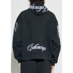 Trøjer<Balenciaga Cursive Oversized Hættetrøje Sort