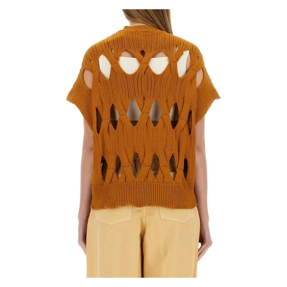 Striktrøjer & Sweatere<Alysi Cut-Out Strikket Sweater Vest Orange