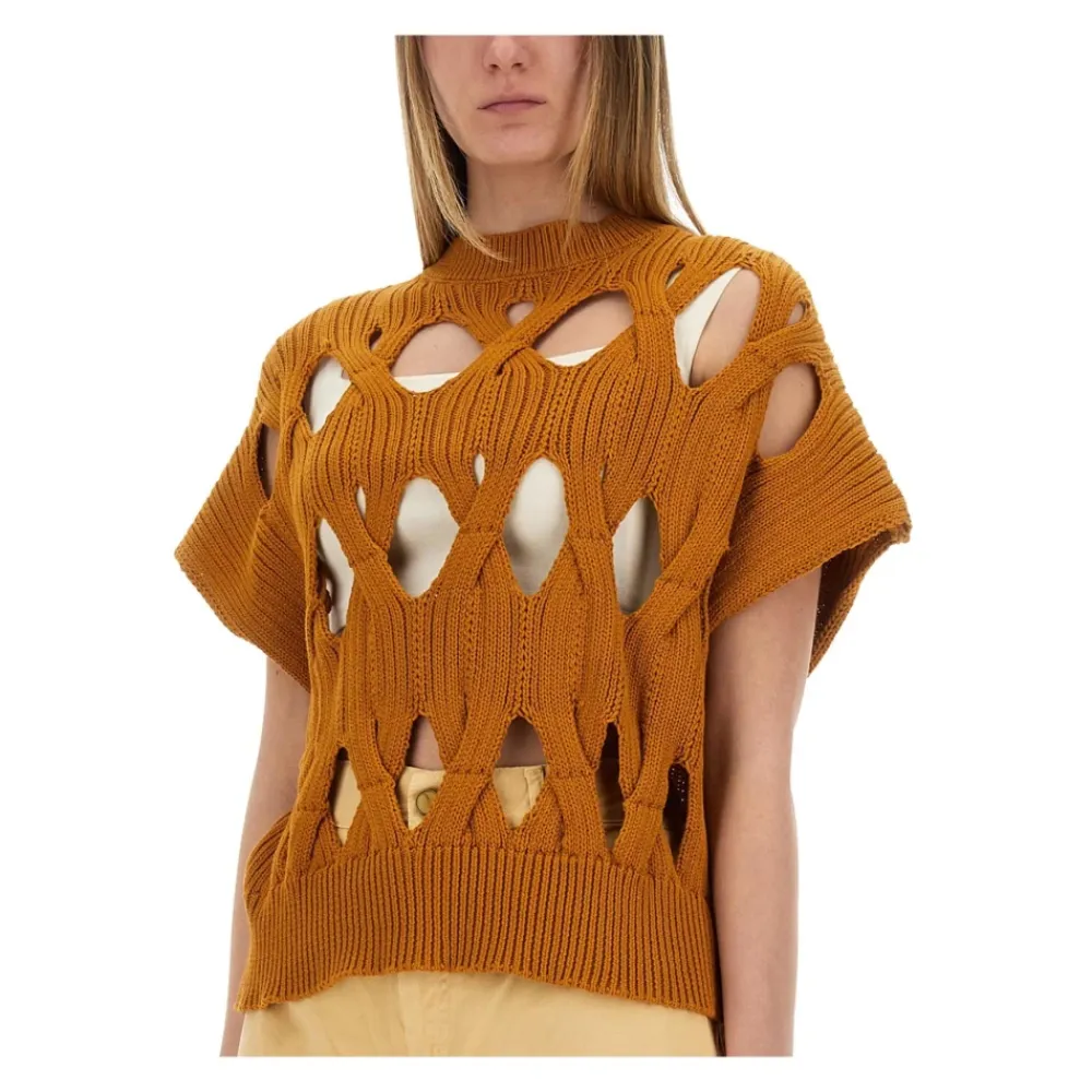 Striktrøjer & Sweatere<Alysi Cut-Out Strikket Sweater Vest Orange