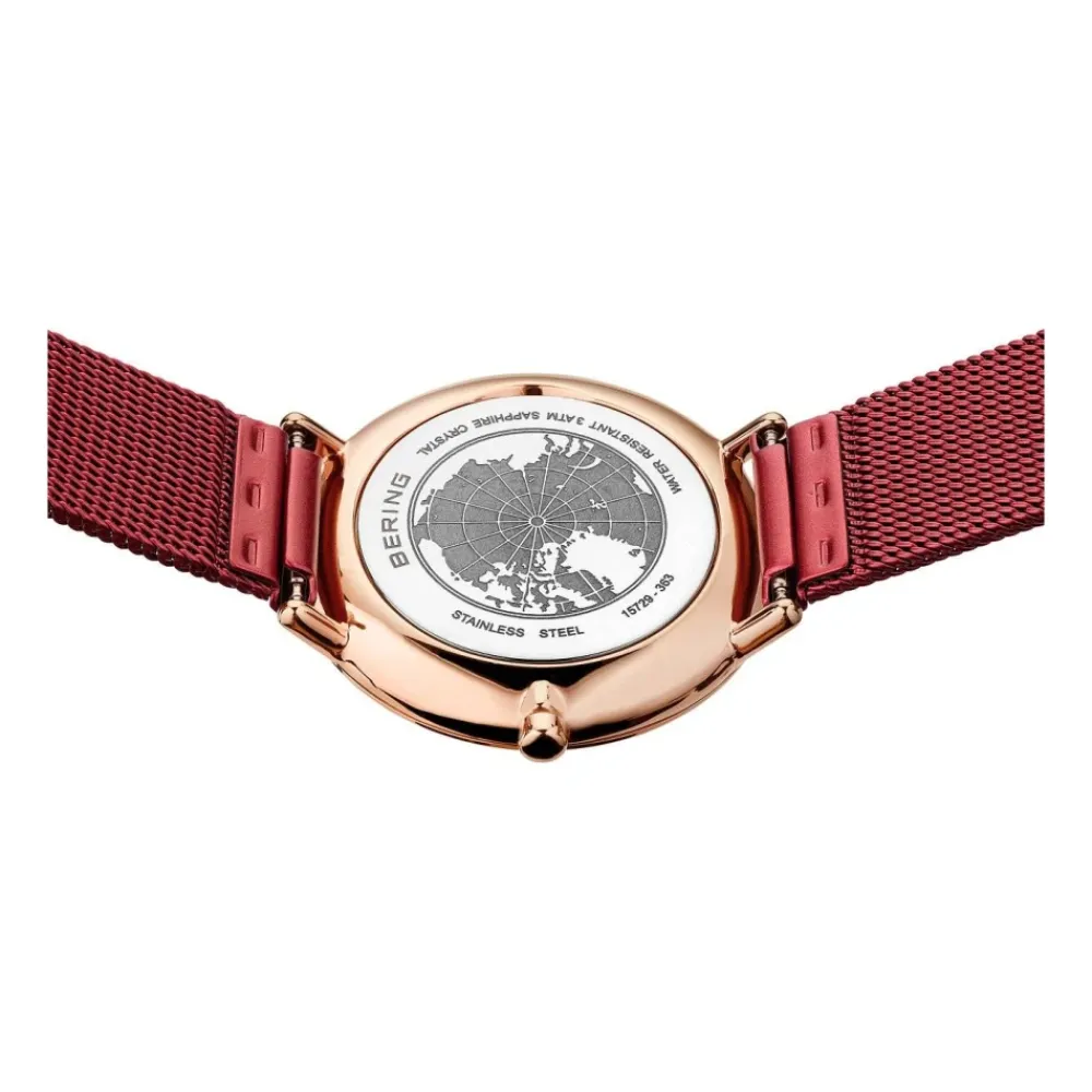 Ure^BERING Dameur Ultra Slim 29 mm Mesh Armbånd 15729-363 Rød