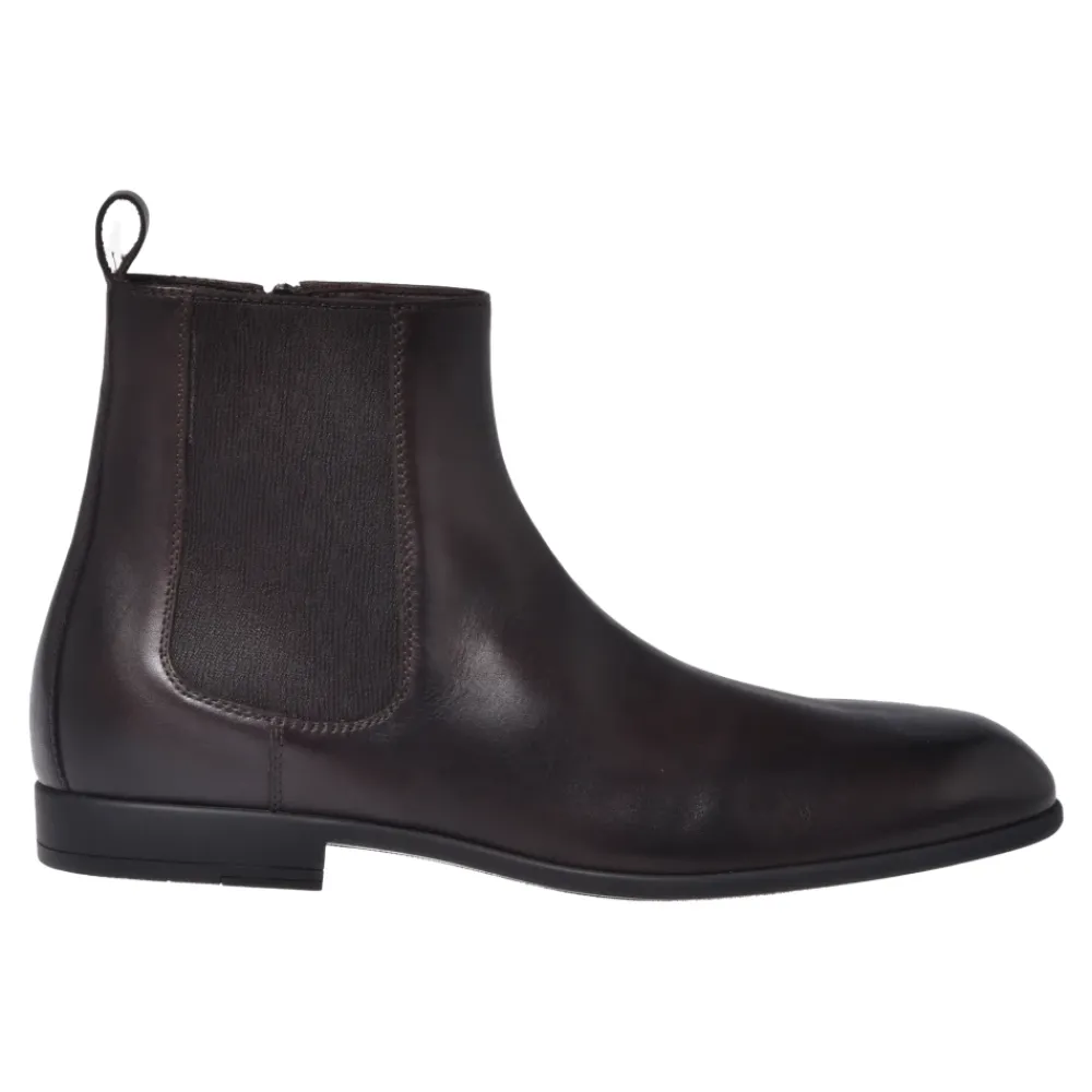 Chelsea Boots<Baldinini Dark brown leather ankle boots Brun