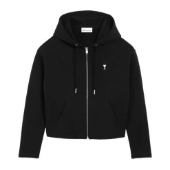 Striktrøjer & Sweatere<Ami Paris De Coeur Zip Hoodie Sort