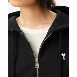 Striktrøjer & Sweatere<Ami Paris De Coeur Zip Hoodie Sort