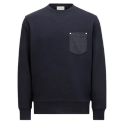 Sweatshirts<Moncler Denim Brystlomme Bomuldssweatshirt Blå
