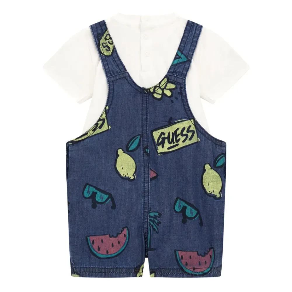 Jumpsuits<Guess Denim Mønstret T-shirt og Overalls Blå