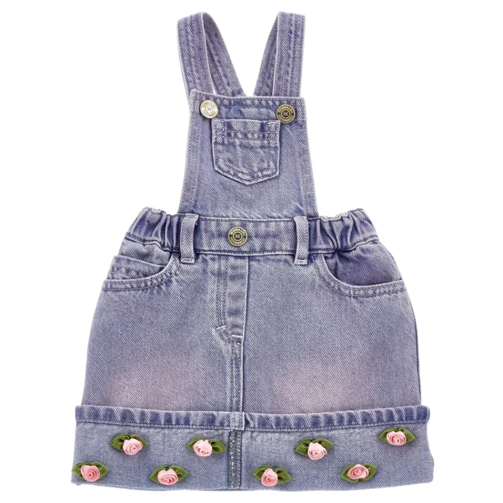 Jumpsuits<Monnalisa Denim Overalls med Små Roser Blå