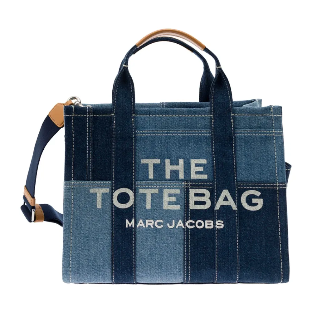 Indkøbstasker^Marc Jacobs Denim Tote Taske med Logo Print Blå