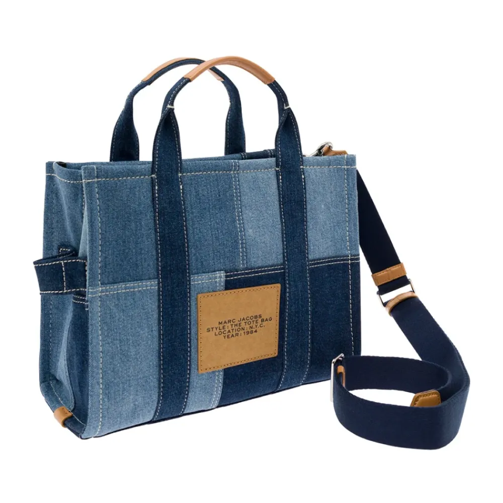 Indkøbstasker^Marc Jacobs Denim Tote Taske med Logo Print Blå