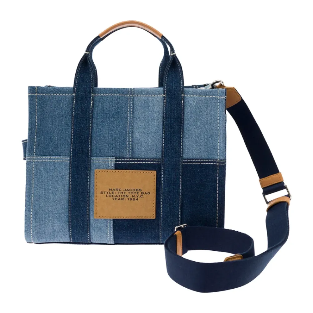Indkøbstasker^Marc Jacobs Denim Tote Taske med Logo Print Blå