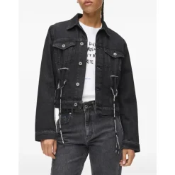 Jakker^Karl Lagerfeld Denimjakke med snøre Sort