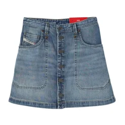 Kjoler & Nederdele^Diesel Denimnederdel med knaplukning foran Blå