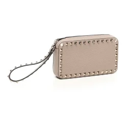 Clutch^Valentino Garavani Designer Læder Håndledstaske i Poudre Beige