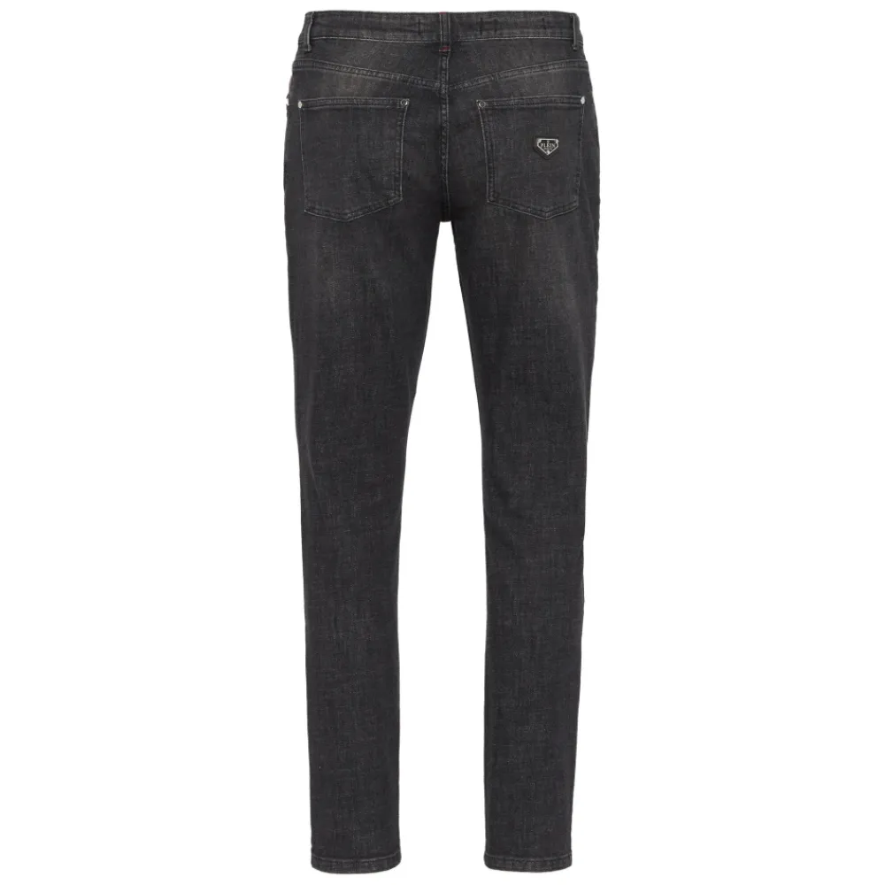 Jeans^Philipp Plein Destroyed Slim Fit Jeans Grå
