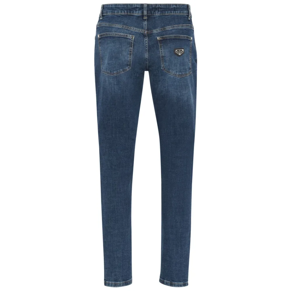 Jeans^Philipp Plein Destroyed Slim Fit Jeans Blå