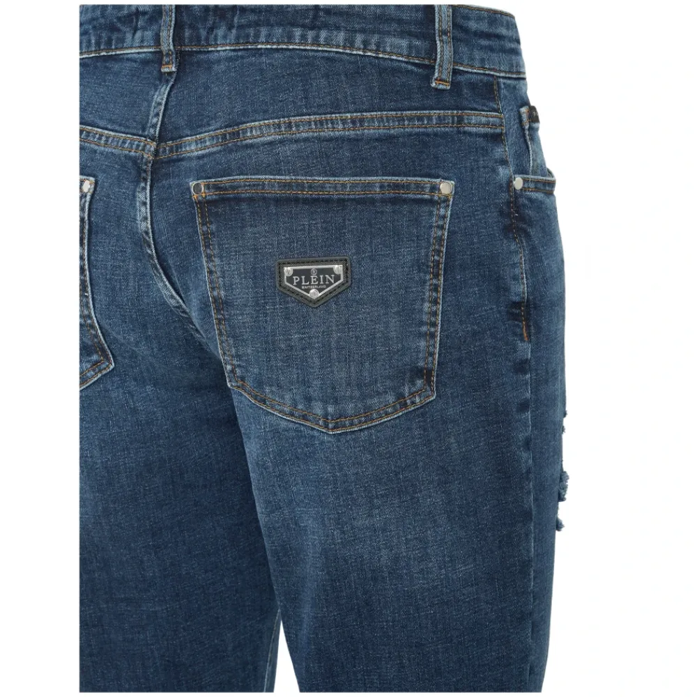 Jeans^Philipp Plein Destroyed Slim Fit Jeans Blå