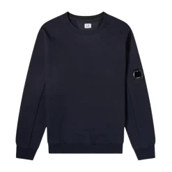 Trøjer|Sweatshirts<C.P. Company Diagonal Fleece Crew Neck Sweatshirt Blå
