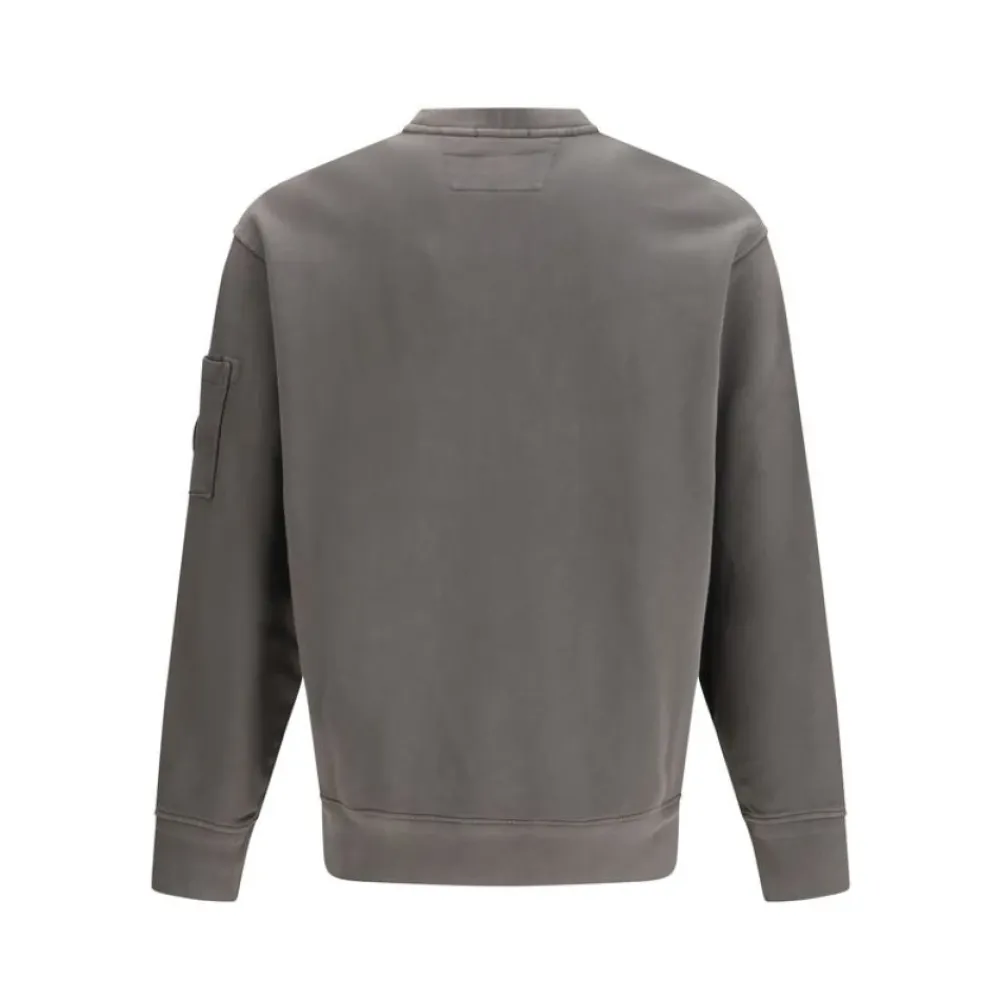 Trøjer|Sweatshirts^C.P. Company Diagonal Raised Fleece Crewneck Lens Sweatshirt Grå