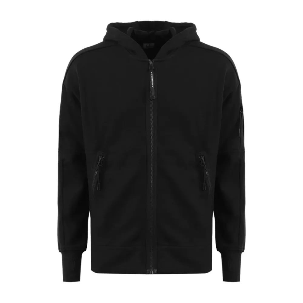 Trøjer^C.P. Company Diagonal Raised Zip Through Hoodie Sort