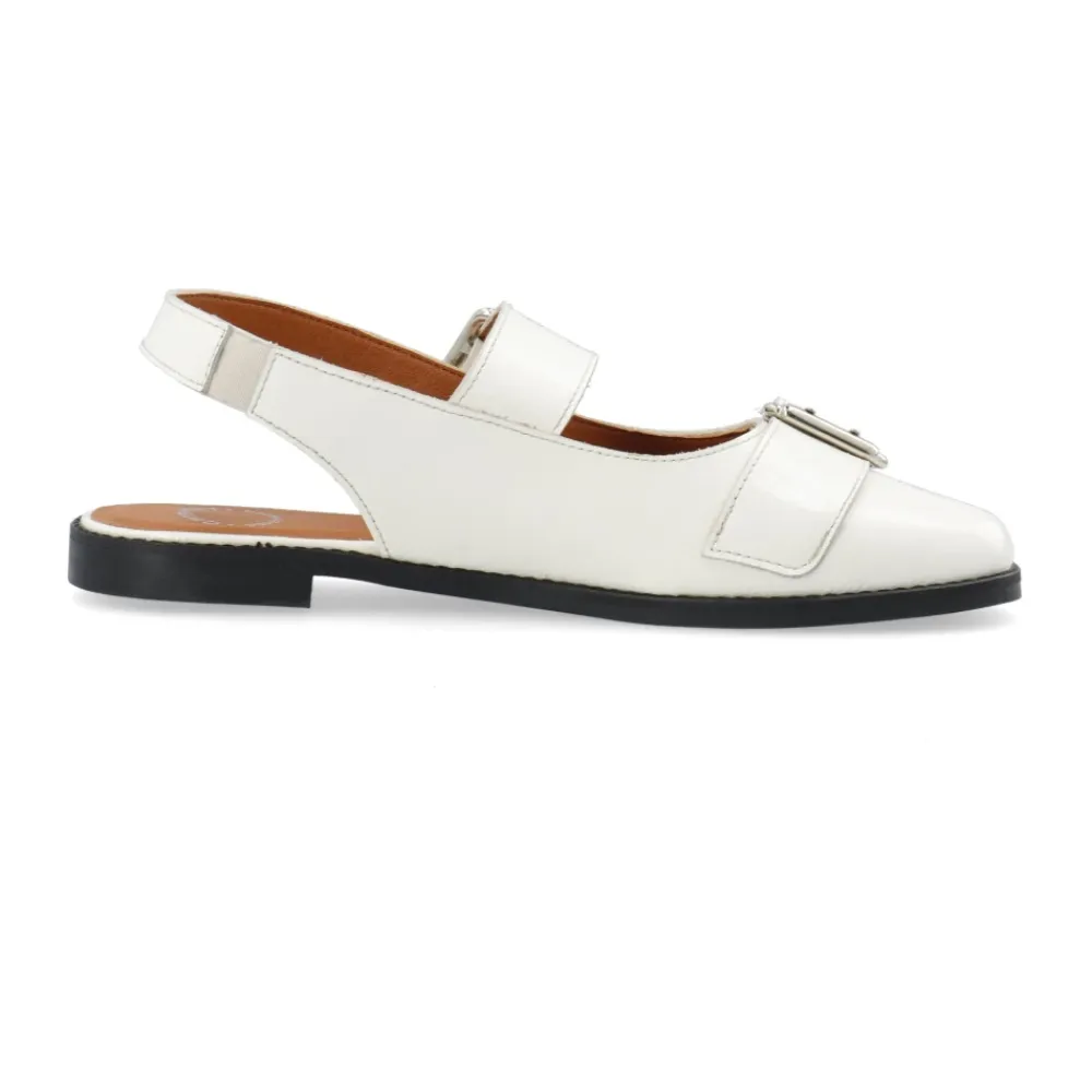 Ballerina Sko<Cashott DIANA Mary Jane Patent Ballerinas Off White Hvid