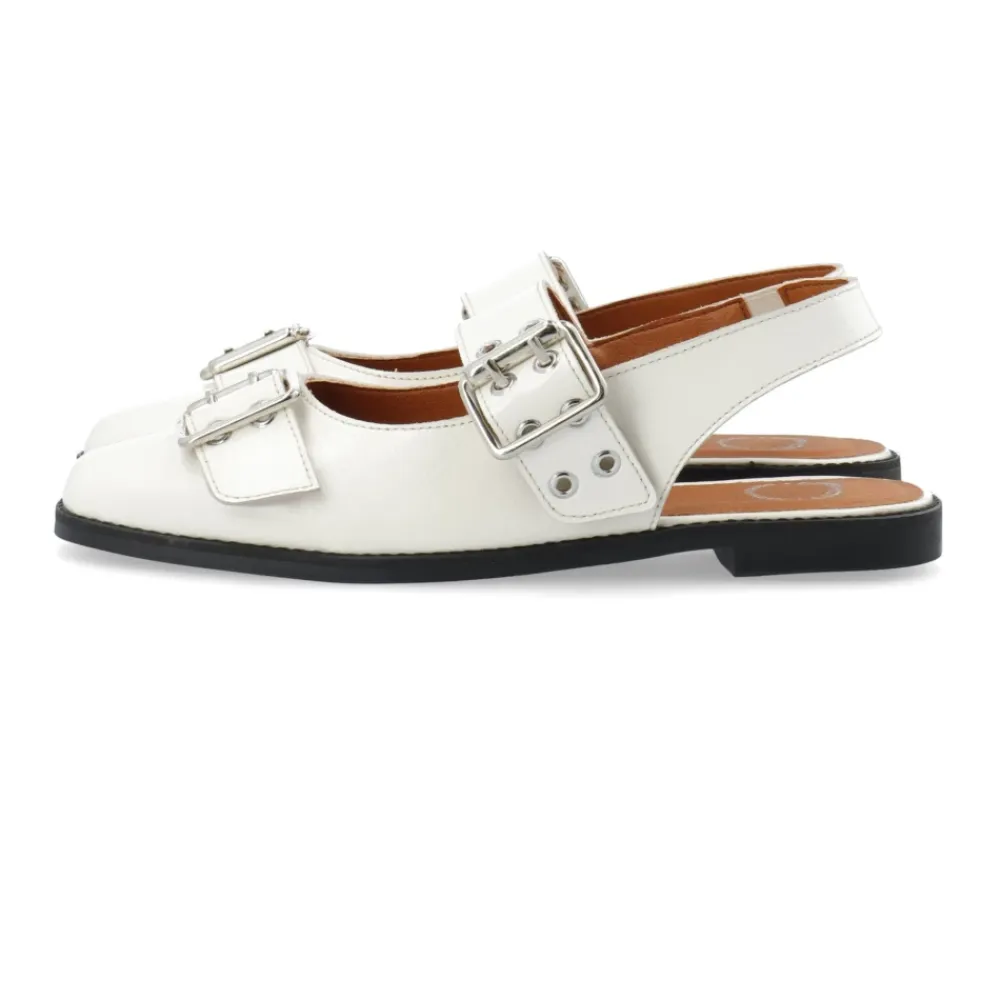 Ballerina Sko<Cashott DIANA Mary Jane Patent Ballerinas Off White Hvid