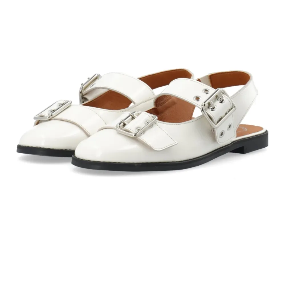 Ballerina Sko<Cashott DIANA Mary Jane Patent Ballerinas Off White Hvid
