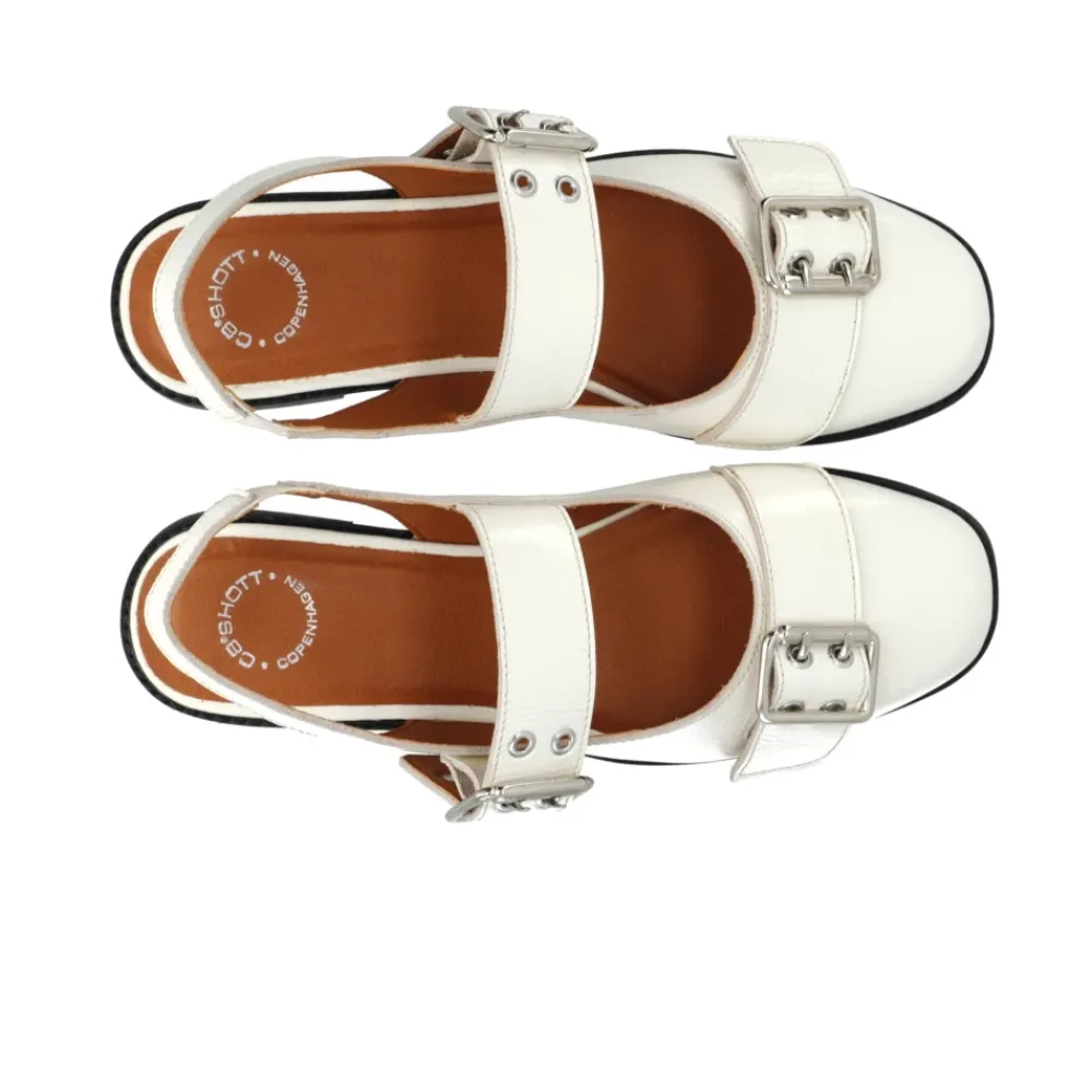 Ballerina Sko<Cashott DIANA Mary Jane Patent Ballerinas Off White Hvid
