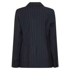 Jakker<Max Mara Studio Dobbeltknappet nålestribet uld blazer Blå
