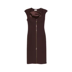 Kjoler^Elisabetta Franchi Double layer stretch crêpe kjole Brun