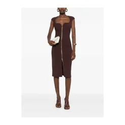 Kjoler^Elisabetta Franchi Double layer stretch crêpe kjole Brun