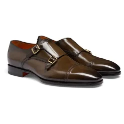 Business Sko<Santoni Double Monk Strap Sko Brun