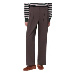 Bukser<Dunst Double Plisseret Bred Chino Slacks Brun