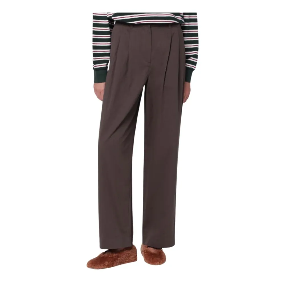 Bukser<Dunst Double Plisseret Bred Chino Slacks Brun